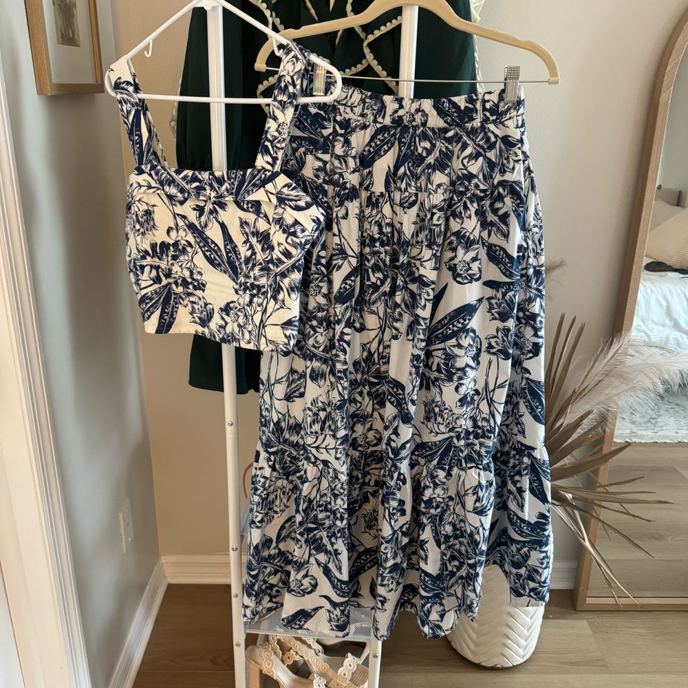 Abercrombie Floral Blue and White Two-Piece Set